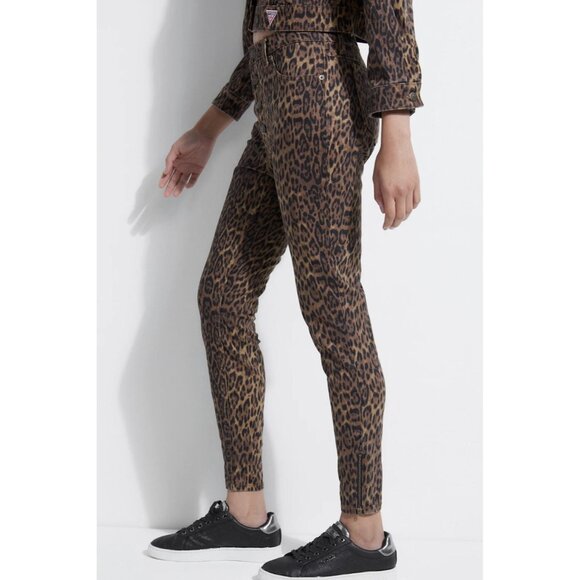 Guess Women’s Originals Leopard Print Button Fly Skinny Jeans High Rise Size 27 - Picture 2 of 12